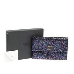 Pre Owned Anya Hindmarch Metallic Purple Glitter Valorie Clutch