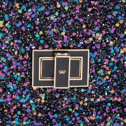 Pre Owned Anya Hindmarch Metallic Purple Glitter Valorie Clutch