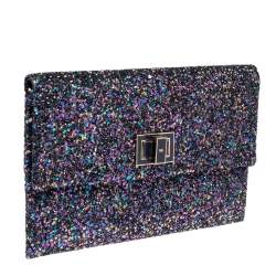 Pre Owned Anya Hindmarch Metallic Purple Glitter Valorie Clutch