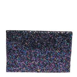 Pre Owned Anya Hindmarch Metallic Purple Glitter Valorie Clutch