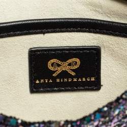 Pre Owned Anya Hindmarch Metallic Purple Glitter Valorie Clutch