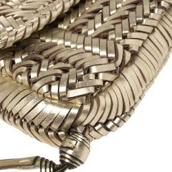 Pre Owned Anya Hindmarch Gold Woven Leather Rossum Clutch