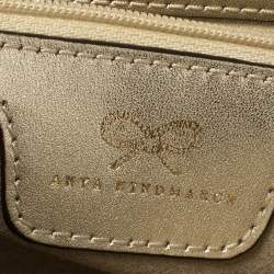 Pre Owned Anya Hindmarch Gold Woven Leather Rossum Clutch