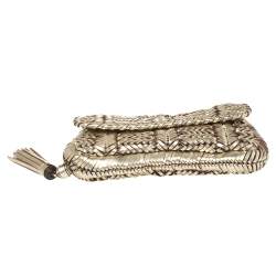 Pre Owned Anya Hindmarch Gold Woven Leather Rossum Clutch