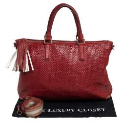Pre Owned Anya Hindmarch Cinnamon Brown Woven Leather Huxley Tote