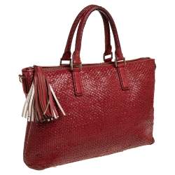 Pre Owned Anya Hindmarch Cinnamon Brown Woven Leather Huxley Tote