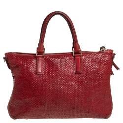 Pre Owned Anya Hindmarch Cinnamon Brown Woven Leather Huxley Tote