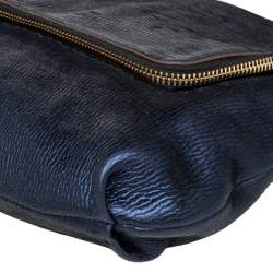 Pre Owned Anya Hindmarch Navy Blue Holographic Textured Leather Shoulder Bag