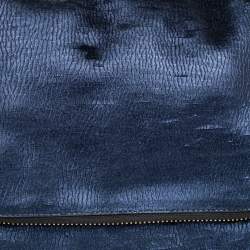 Pre Owned Anya Hindmarch Navy Blue Holographic Textured Leather Shoulder Bag