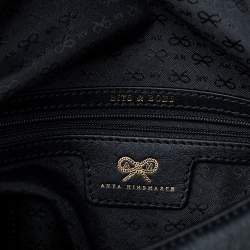 Pre Owned Anya Hindmarch Navy Blue Holographic Textured Leather Shoulder Bag