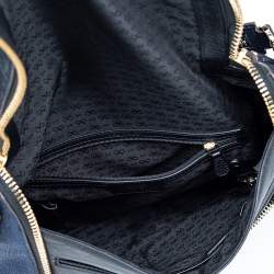 Pre Owned Anya Hindmarch Navy Blue Holographic Textured Leather Shoulder Bag