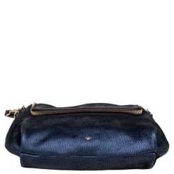 Pre Owned Anya Hindmarch Navy Blue Holographic Textured Leather Shoulder Bag