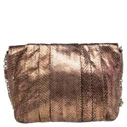 Pre Owned Anya Hindmarch Bronze Python Shoulder Bag