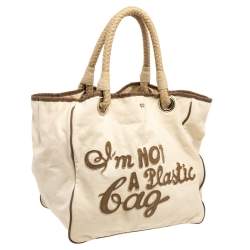 Pre Owned Anya Hindmarch I'm Not A Plastic Bag Canvas Tote