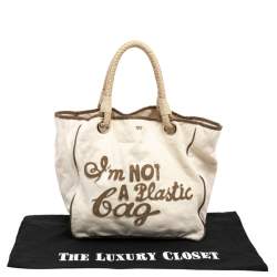 Pre Owned Anya Hindmarch I'm Not A Plastic Bag Canvas Tote