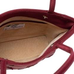 Pre Owned Anya Hindmarch Burgundy Embroidered Satin Tote