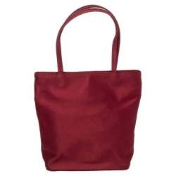 Pre Owned Anya Hindmarch Burgundy Embroidered Satin Tote