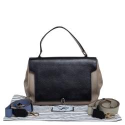 Pre Owned Anya Hindmarch Grey/Black Leather Bits & Bobs Top Handle Bag