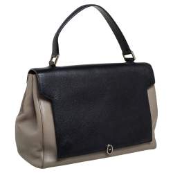 Pre Owned Anya Hindmarch Grey/Black Leather Bits & Bobs Top Handle Bag