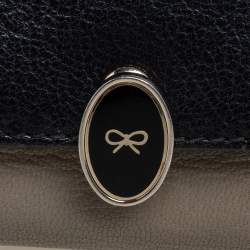 Pre Owned Anya Hindmarch Grey/Black Leather Bits & Bobs Top Handle Bag