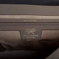 Pre Owned Anya Hindmarch Grey/Black Leather Bits & Bobs Top Handle Bag