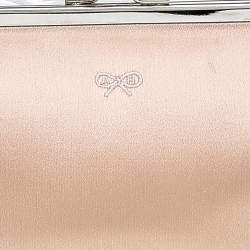 Pre Owned Anya Hindmarch Peach Satin Kisslock Clutch