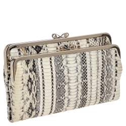 Pre Owned Anya Hindmarch Beige/Brown Snakeskin and Leather Luce Clutch
