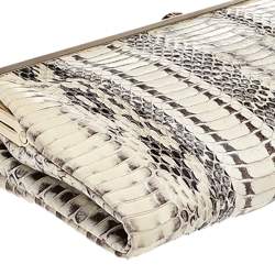 Pre Owned Anya Hindmarch Beige/Brown Snakeskin and Leather Luce Clutch