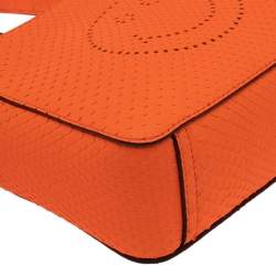 Pre Owned Anya Hindmarch Neon Orange Python Smiley Crossbody Bag