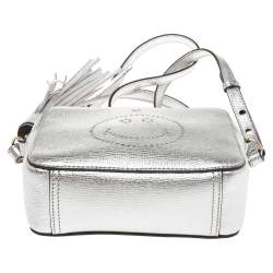 Pre Owned Anya Hindmarch Silver Leather Smiley Crossbody Bag 