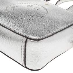 Pre Owned Anya Hindmarch Silver Leather Smiley Crossbody Bag 