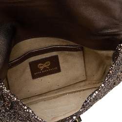 Pre Owned Anya Hindmarch Bronze Glitter Flap Clutch