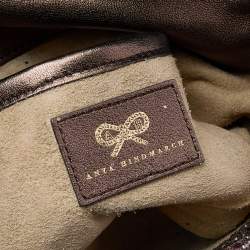 Pre Owned Anya Hindmarch Bronze Glitter Flap Clutch