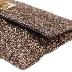 Pre Owned Anya Hindmarch Bronze Glitter Flap Clutch