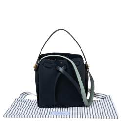 Pre Owned Anya Hindmarch Navy Blue Leather Shoelace Drawstring Bucket Bag