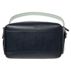 Pre Owned Anya Hindmarch Navy Blue Leather Shoelace Drawstring Bucket Bag