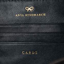 Pre Owned Anya Hindmarch Navy Blue Leather Shoelace Drawstring Bucket Bag