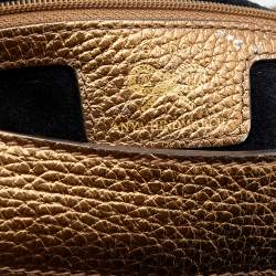 Pre Owned Anya Hindmarch Black/Gold Patent Leather And Leather Flap Shoulder Bag