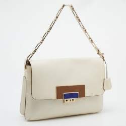Pre Owned Anya Hindmarch White Leather Jackson Shoulder Bag
