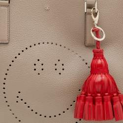 Pre Owned Anya Hindmarch Beige Leather Featherweight Smiley Ebury Tote