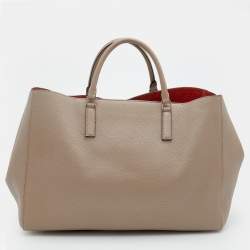Pre Owned Anya Hindmarch Beige Leather Featherweight Smiley Ebury Tote