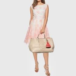 Pre Owned Anya Hindmarch Beige Leather Featherweight Smiley Ebury Tote