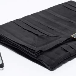 Pre Owned Anya Hindmarch Black Canvas and Leather Flap Clutch