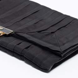 Pre Owned Anya Hindmarch Black Canvas and Leather Flap Clutch