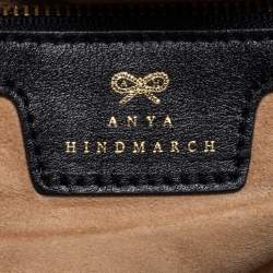 Pre Owned Anya Hindmarch Black Canvas and Leather Flap Clutch