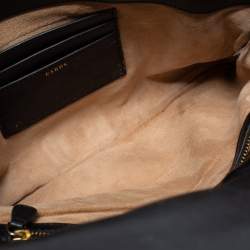 Pre Owned Anya Hindmarch Black Canvas and Leather Flap Clutch