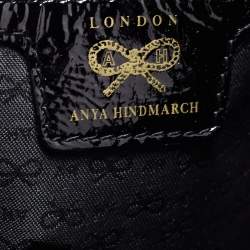 Pre Owned Anya Hindmarch Black Patent Leather and Suede Pushlock Pocket Tote