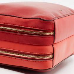 Pre Owned Anya Hindmarch Red/Orange Suede and The Stack Double Leather Crossbody Bag