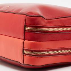 Pre Owned Anya Hindmarch Red/Orange Suede and The Stack Double Leather Crossbody Bag