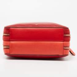Pre Owned Anya Hindmarch Red/Orange Suede and The Stack Double Leather Crossbody Bag